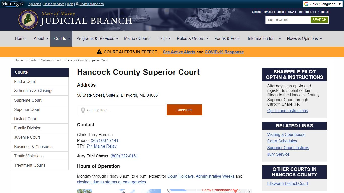 Hancock County Superior Court: State of Maine Judicial Branch
