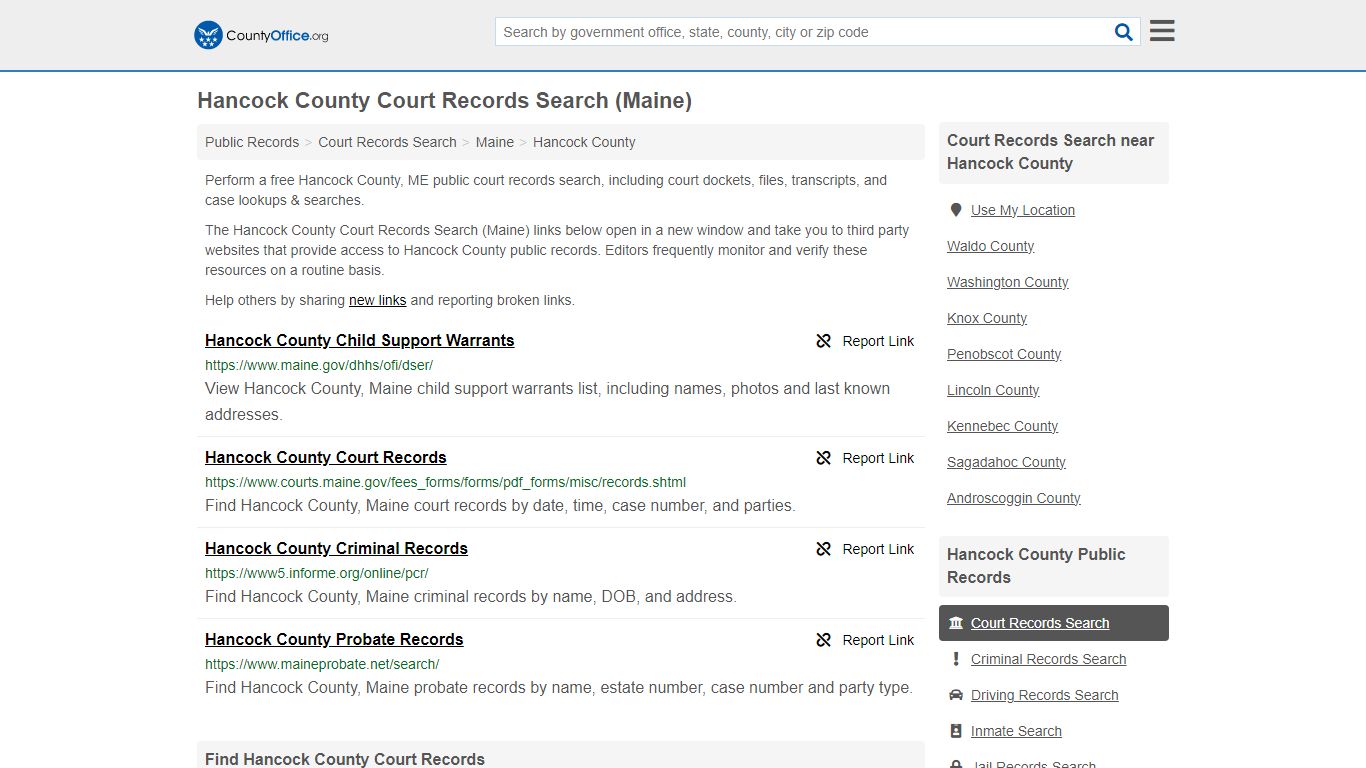 Hancock County Court Records Search (Maine) - County Office