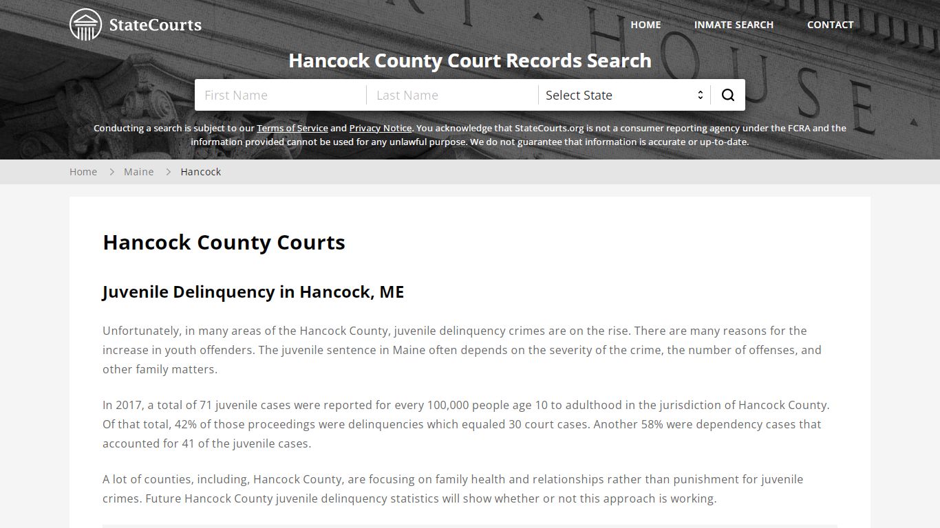 Hancock County, ME Courts - Records & Cases - StateCourts